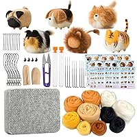 Needle Felting Kit, DIY Crafts for Adults Women, Hobby Kit with Felting Supplies,Felting Needles, Felting Wool and Tools for Beginners, Adult Craft Kits, Animal Kit 6pcs