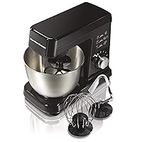 Hamilton Beach 6 Speed Electric Stand Mixer with Stainless Steel 3.5 Quart Bowl, Planetary Mixing, Tilt-Up Head, 300W Motor, Black (63325)