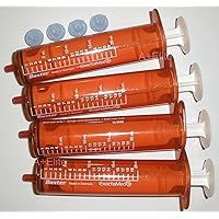 ExactaMed Oral Liquid Medication Syringe 20cc/20mL 4/PK Amber Medicine Dose Dispenser With Cap Exacta-Med BAXTER Comar Latex Free