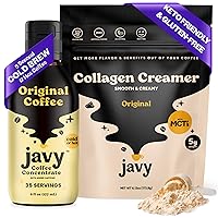 Javy Original Coffee Concentrate & Collagen Coffee Creamer Powder - Perfect for Instant Iced Coffee, Cold Brewed Coffee and Hot Coffee - Hair, Skin & Nail support with Collagen