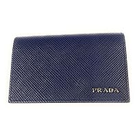 Prada Mens Saffiano Flap Card Holder Wallet Baltico Blue 2MC122