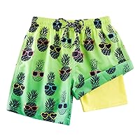 Cozople Boys Swim Trunks Compression Liner Swim Shorts Quick Dry Bathing Suit with Boxer Brief Swimwear 2-20T