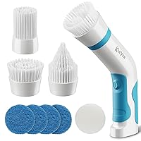 KLEVER Electric Spin Power Scrubber- The Expert Kitchen & Bathroom Cleaner | Includes 4 Versatile Scrub Brushes | Cordless, Rechargeable, & Lightweight