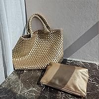 2023 Bucket Bag Tote Shoulder Large Bag Woven Dumpling Bag with Liner (Color : 14)