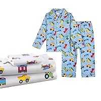 Wildkin Cotton Full Sheet Set Bundle with Pajama Set Size 6 (Trains, Planes, & Trucks)