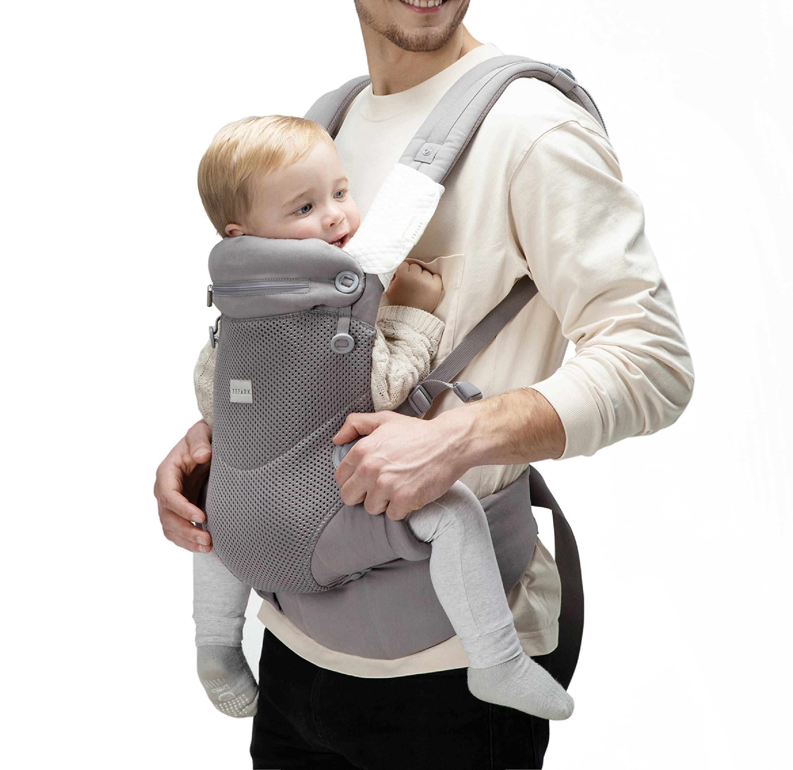 Bbpark Mesh Baby Carrier Newborn to Toddler, Facing-in and Facing-Out Front and Back Holder Kangaroo Carrier for Infant Grey