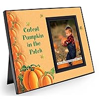 Pumpkin Picture Frame Design by Expressly Yours! | Sweet Fall Photo Frame for Halloween and Pumpkin Patch Photos | Holds 3.5 x 5 Photo | Tabletop Display