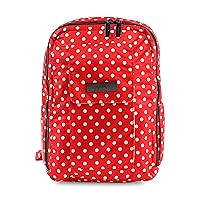 JuJuBe MiniBe Small Backpack, Onyx Collection - Black Ruby - Red/White Polka Dots