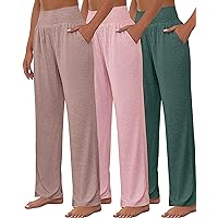 3 Pcs Women's Wide Leg Yoga Pant Comfy Loose Sweatpants High Waist Lounge Casual Athletic Pant Workout Joggers Pant