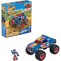 MEGA Hot Wheels Monster Trucks Building Toy Playset, Race Ace with 69 Pieces, 1 Micro Action Figure Driver, Red, Kids Age 5+ Years