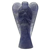Iolite Stone Carved Angel Psychic Spiritual Gift Guardian Reiki Healing Crystal
