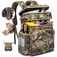 Laripwit Picnic Backpack Cooler - 54 Cans Large Soft Camo Lunch Backpack Bag Insulated Leakproof with Double Deck Compartment