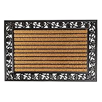 Ivy Leaf, Rubber-Backed Natural Coir Doormat, Entry Mat for Indoor or Outdoor Use, 24