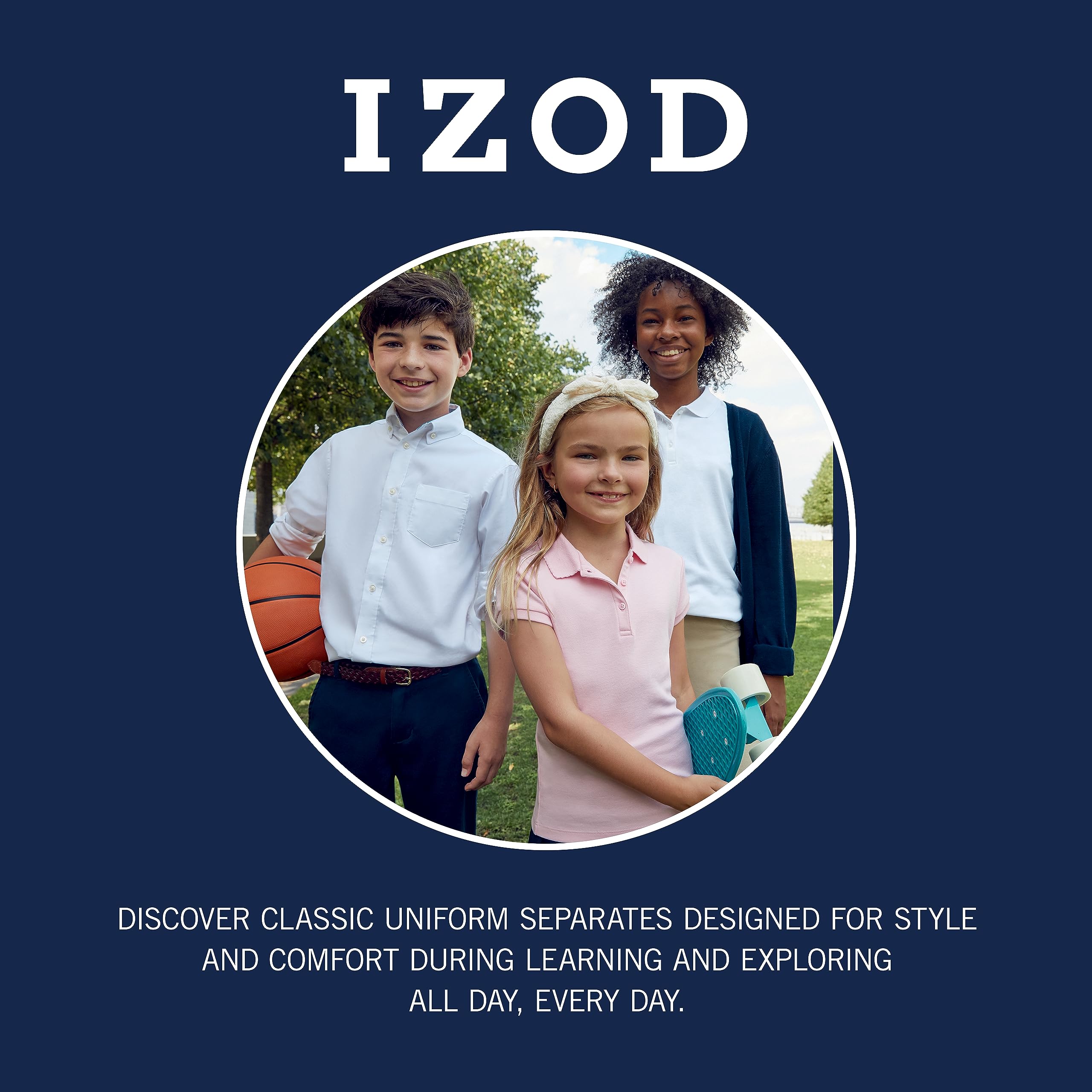 IZOD Boys' School Uniform Flat Front Khaki Shorts, Moisture Wicking Performance Fabric, Wrinkle & Fade Resistant