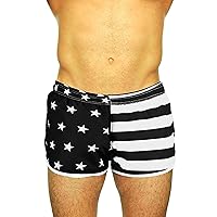 UZZI Men's Side Split Running Shorts American Flag Swimwear