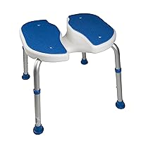Padded Bath Safety Seat with Hygienic Cutout, White/Blue