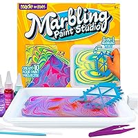 Marbling Paint Studio, 25-Piece Marbling Kit for Kids, Make 10 Pour Paint Art Projects, Dip & Paint Marbling Arts & Crafts Kits for Kids, Less Mess Pour Paint for Ages 6, 7, 8 & 9, Fun Gift