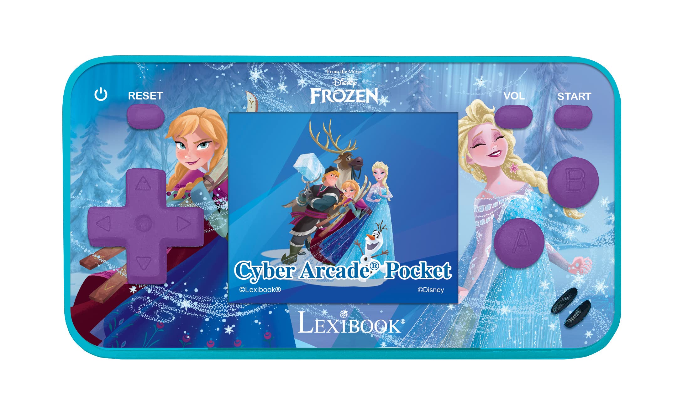 LEXiBOOK Frozen Arcade Pocket Portable Gaming Console, 150 Games, LCD, Battery Operated, Purple/Blue, JL1895FZ