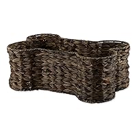 Bone Dry Pet Storage Collection Bone Shape Hyacinth Toy Basket, Dark Brown/Gray Wash, Large