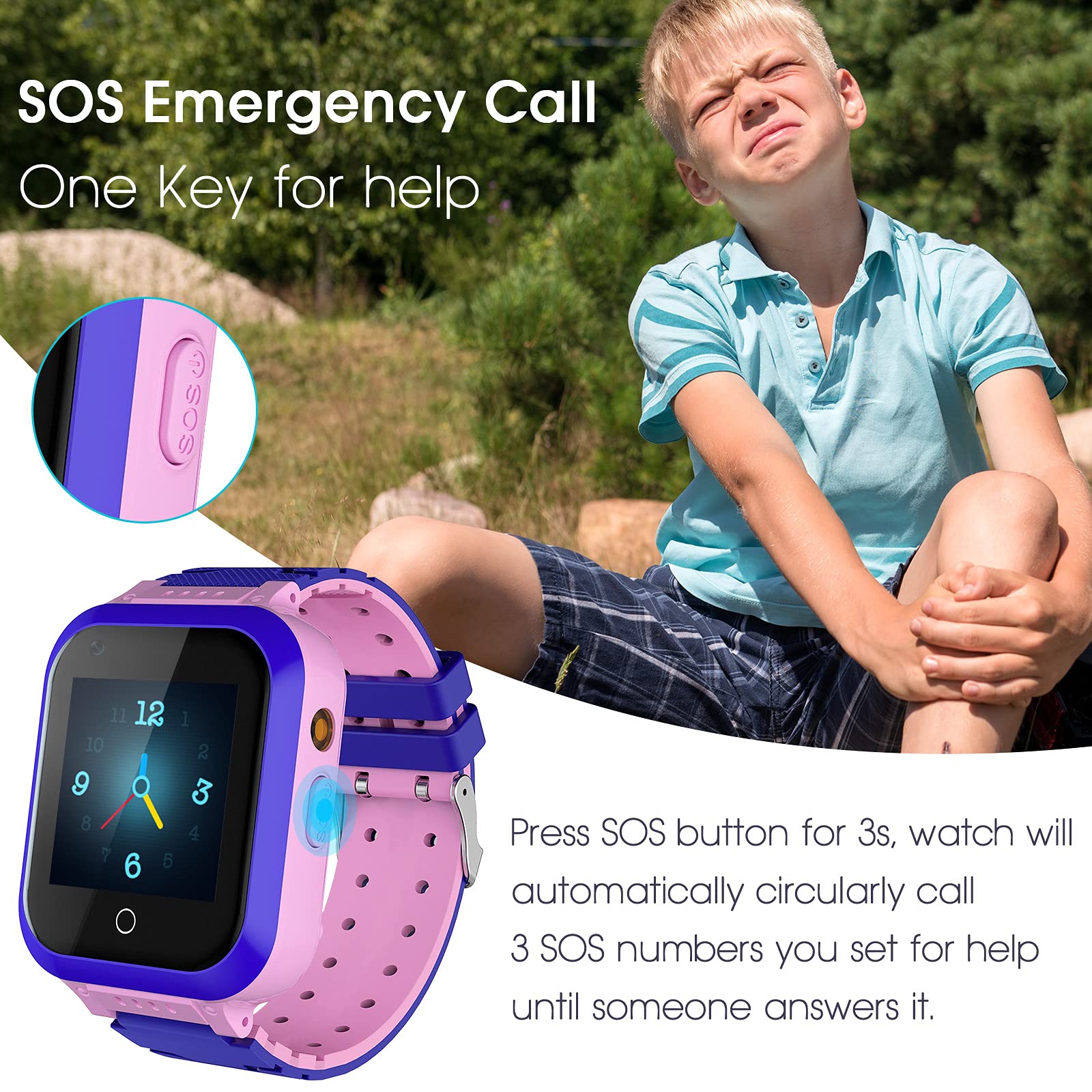 cjc 4G Kids Smartwatch, Smart Watch for Kids, IP67 Waterproof Watches with GPS Tracker, 2 Way Call Camera Voice & Video Call SOS Alerts Pedometer WiFi Wrist Watch, 3-12 Years Boys Girls Gifts