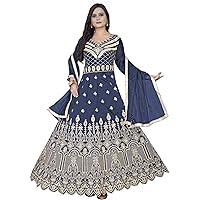 Jessica-Stuff Women Cotton Silk Semi Stitched Anarkali Gown Wedding Dress (1195)