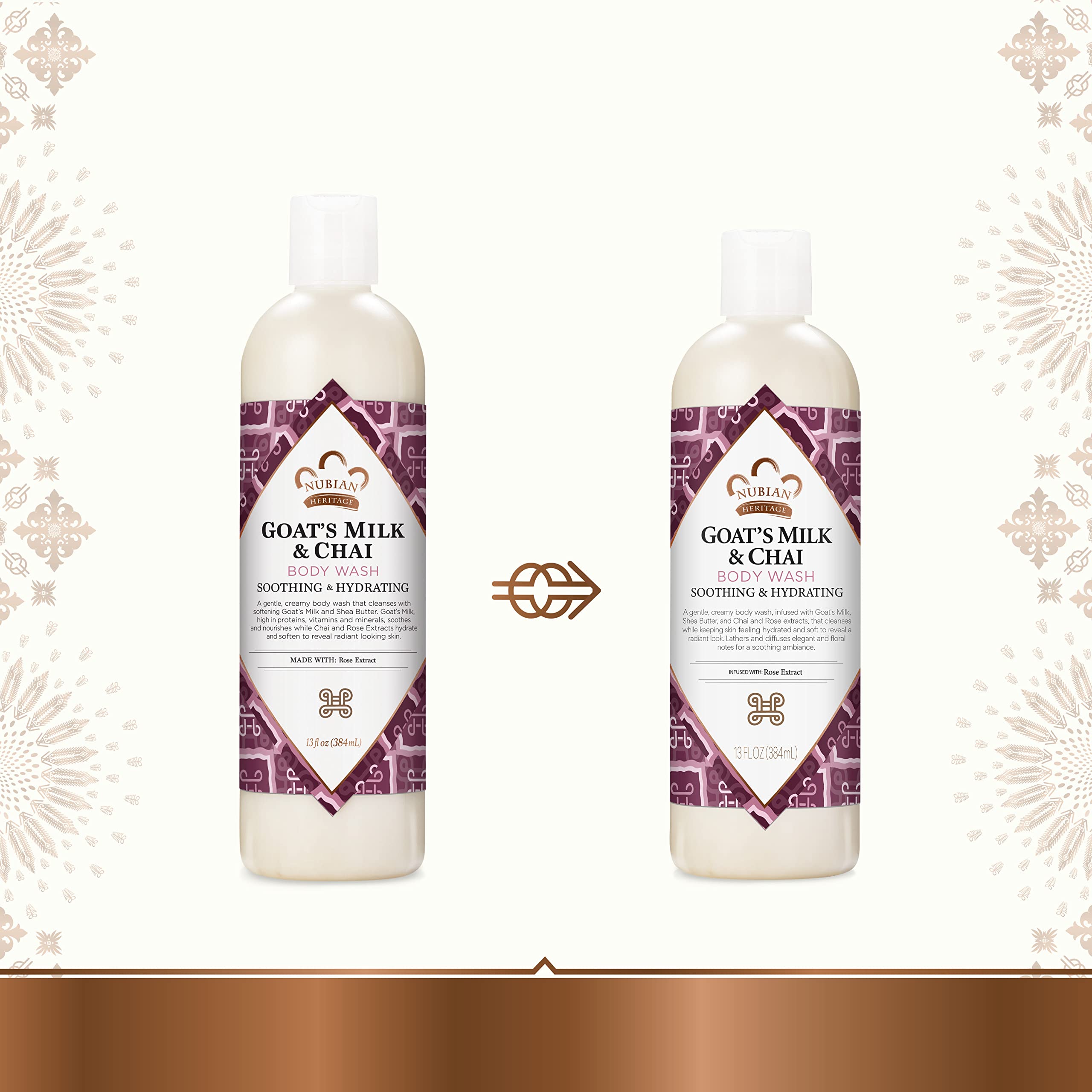 Nubian Heritage Body Wash Goats Milk and Chai Soothing & Hydrating Body Cleanser Made with Fair Trade Shea Butter, 13 oz