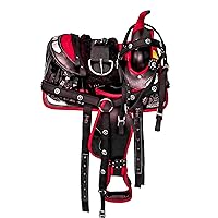 Manaal Enterprises Synthetic Western Barrel Racing Trail Equestrian Full Tack Set Comfort Horse Saddle Light Weight All Accessory Included Size 10-18 inch Seat,