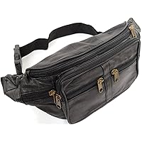 Unisex Leather Fanny Pack/Waist Bag/Money Belt with Multiple Pockets