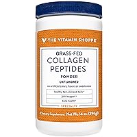 The Vitamin Shoppe Collagen Peptides Powder Unflavored, Promotes Healthy Hair, Skin, Joint Nails from Grass Fed Bovine, Gluten Free Natural Peptide (14 Ounces Powder)