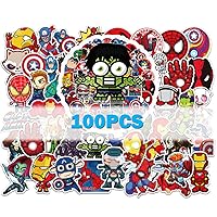 Superhero Stickers, 100 Pcs Waterproof PVC Decals, Colorful Cartoon Anime Designs for Water Bottles, Laptops, Mugs, Luggage, Party Supplies, Children Gifts