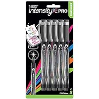 BIC Intensity Fineliner Markers Pens, Medium Point (0.8mm), Black, 5-Count Pack, Markers for Activity KIts and Adult Coloring