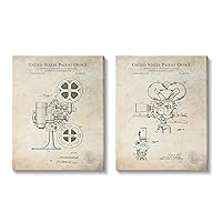 Stupell Industries Vintage Movie Camera Cinema Projector Patent Diagram, Design by Karl Hronek