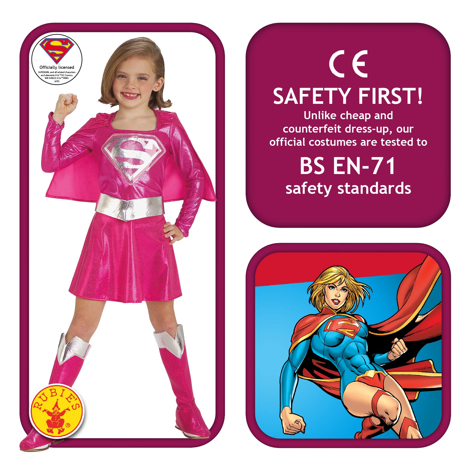 Rubie's Child's Pink Supergirl Child's Costume, Small, Pink/silver