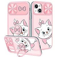 Joyleop (2in1 for iPhone 14 Case Cartoon Cute for Girls Women Teen Kids Girly Phone Covers Fun Unique Kawaii Pattern Design with Slide Camera Cover+Ring Holder for Apple i Phone 14 6.1