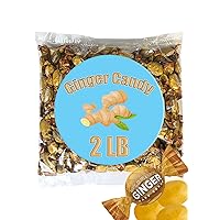 Ginger Candy - 2 LB - Unique Candy Made with Cane Sugar - Healthy Candy - Hard Ginger Candy for Nausea - Spicy Candy - Gluten Free Candy - Ginger Hard Candy Bulk, Anti Nausea Candy - Queen Jax
