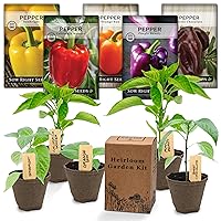 Sow Right Seeds - Heirloom Bell Pepper Seeds Vegetable Growing Kit - 5 Bell Pepper Varieties - Pots & Potting Soil - Non-GMO Packets with Instructions to Plant a Productive Garden - Wonderful Gift