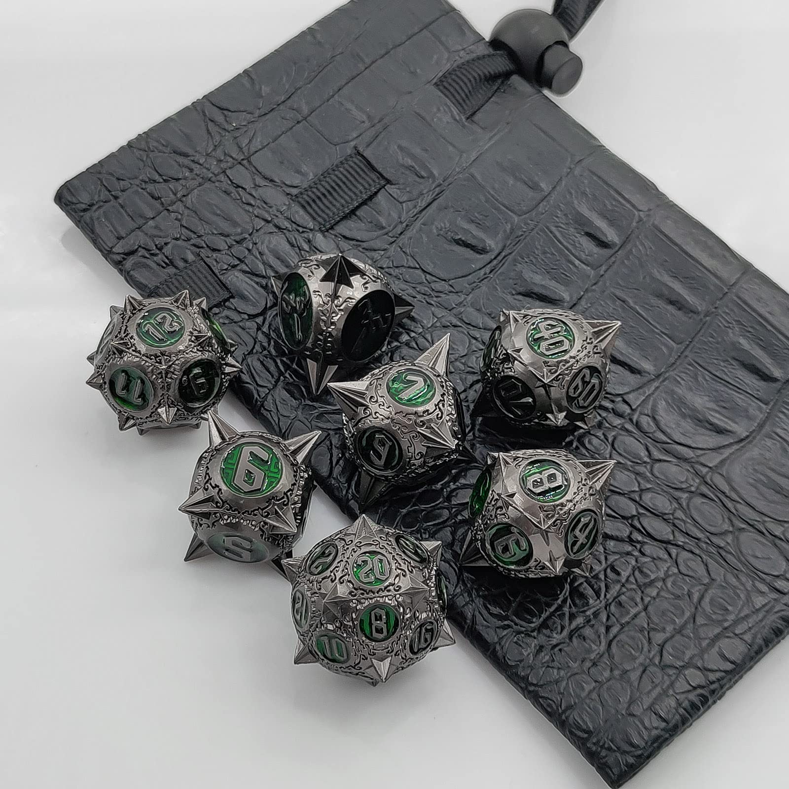 Metal DND Dice Set Dungeons and Dragons Dice Set with Dice Bag D and D Dice Set D&D Polyhedral Dice for Pathfinder MTG Warhammer RPG Role Playing Dice Game 6 Sided D20 D12 D10 D8 D6 D4