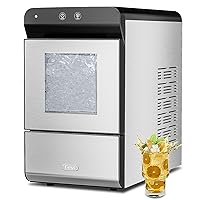 Gevi Household V2.0 Countertop Nugget Ice Maker with Viewing Window | Self-Cleaning Pebble Ice Machine | Open and Pour Water Refill | Stainless Steel Housing | 16.9''H Fits Under Wall