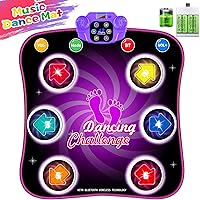 Dance Mat Toys for 3-12 Year Old Girls Boys with 4xAA Rechargeable Battery, Wireless Bluetooth & 5 Game Modes, Light Up Dance Game Birthday Gifts, Electronic Bluetooth Dance Mat for Girl 4-8, 8-12