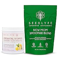 New Mother Postnatal Supplement Care Bundle - Lactation Superfood Smoothie and Vitamin-Rich Lemonade Drink with Electrolytes - Heal, Nourish and Balance The Body Post-Birth - 30 Servings