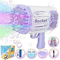 Bubble Machine Bubble Gun 69 Holes with Colorful Lights and Bubble Solution, Bubble Blower Bubble Maker for Kids Toddlers Adults, Birthday Christmas Toy Gift for Boys Girls Age 3 4 5 6 7 8 9 -Purple
