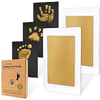 2-Pack Inkless Hand and Footprint Kit - Ink Pad for Baby Hand and Footprints - Dog Paw Print Kit,Dog Nose Print Kit - Baby Footprint Kit, Clean Touch Baby Handprint Kit, Mother's Day Gift (Gold)