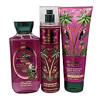 Bath & Body Works – Pink Pineapple Sunrise - 3 pc Bundle - Fine Fragrance Mist, Ultimate Hydration Body Cream and Shower Gel - Spring 2022