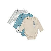 Hanes Unisex Baby Pure Comfort Long Sleeve Bodysuits, Infant Bodysuits, Boys & Girls, 3-pack
