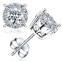 Sterling Silver 1.00-2.00 Carat Prong Set Round-cut Lab Grown Diamond Stud Earrings by La4ve Diamonds (J, VS2-SI1) |Fine Jewelry Gifts for Women| Gift Box Included