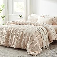 Twin Comforter Set 5 Pieces, Beige Seersucker Bed in a Bag with Comforter and Sheets, All Season Bedding Sets with 1 Comforter, 1 Pillow Sham, 1 Pillowcase, 1 Flat Sheet, 1 Fitted Sheet