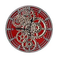 Steampunk Gear Vintage Machine Red 10 Inch Design Round Classic Wall Clock Battery Operated for Home Decorative Living Room Bathroom Office