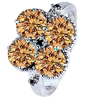 2.67 ct Vvs1 Real Moissanite Solitaire Engagement & Wedding Ring golden Brown Size 7