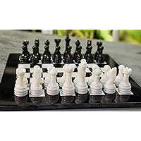 Radicaln Marble Chess Set 12 Inches Black and White Handmade Chess Game - 1 Chess Board & 32 Chess Pieces - Board Game for 2 Player Games - Chess Sets for Adults