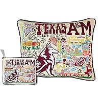 Catstudio Texas A&M University Gift Set, Texas A&M University Collegiate Gifts, Zipper Pouch + Hand Embroidered Pillow